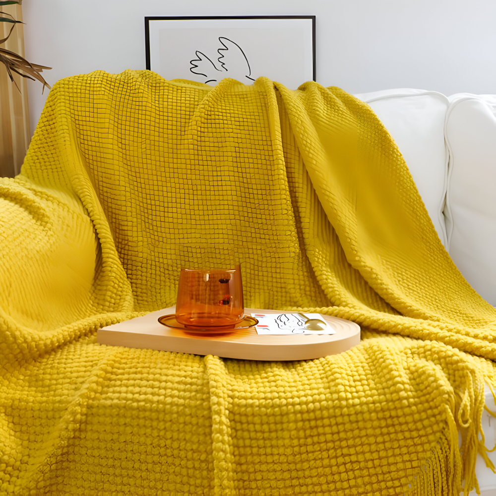 CoarseKnit Plaid - Stilfull stickad filt - Fleecefilt för året runt komfort