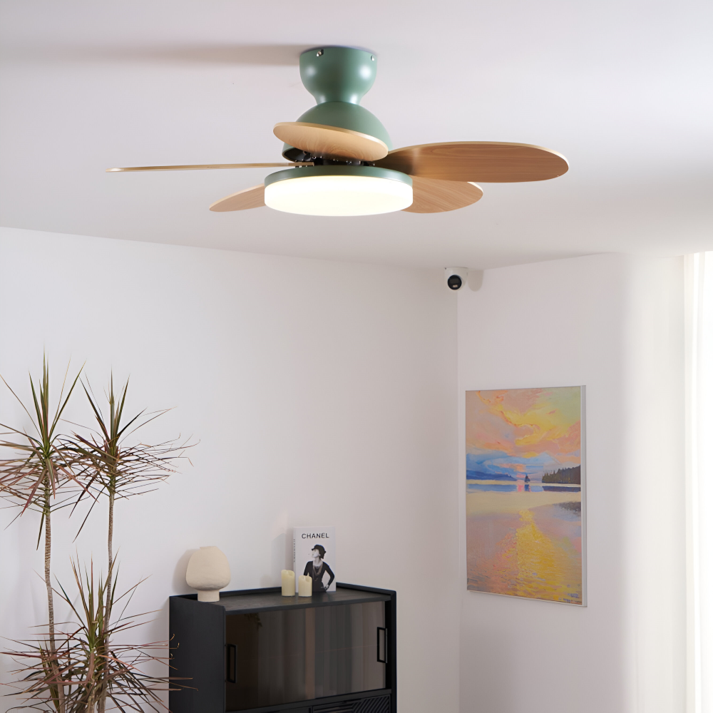 Färgglad Blomblad Design Takfläkt med Inbyggd LED-Belysning