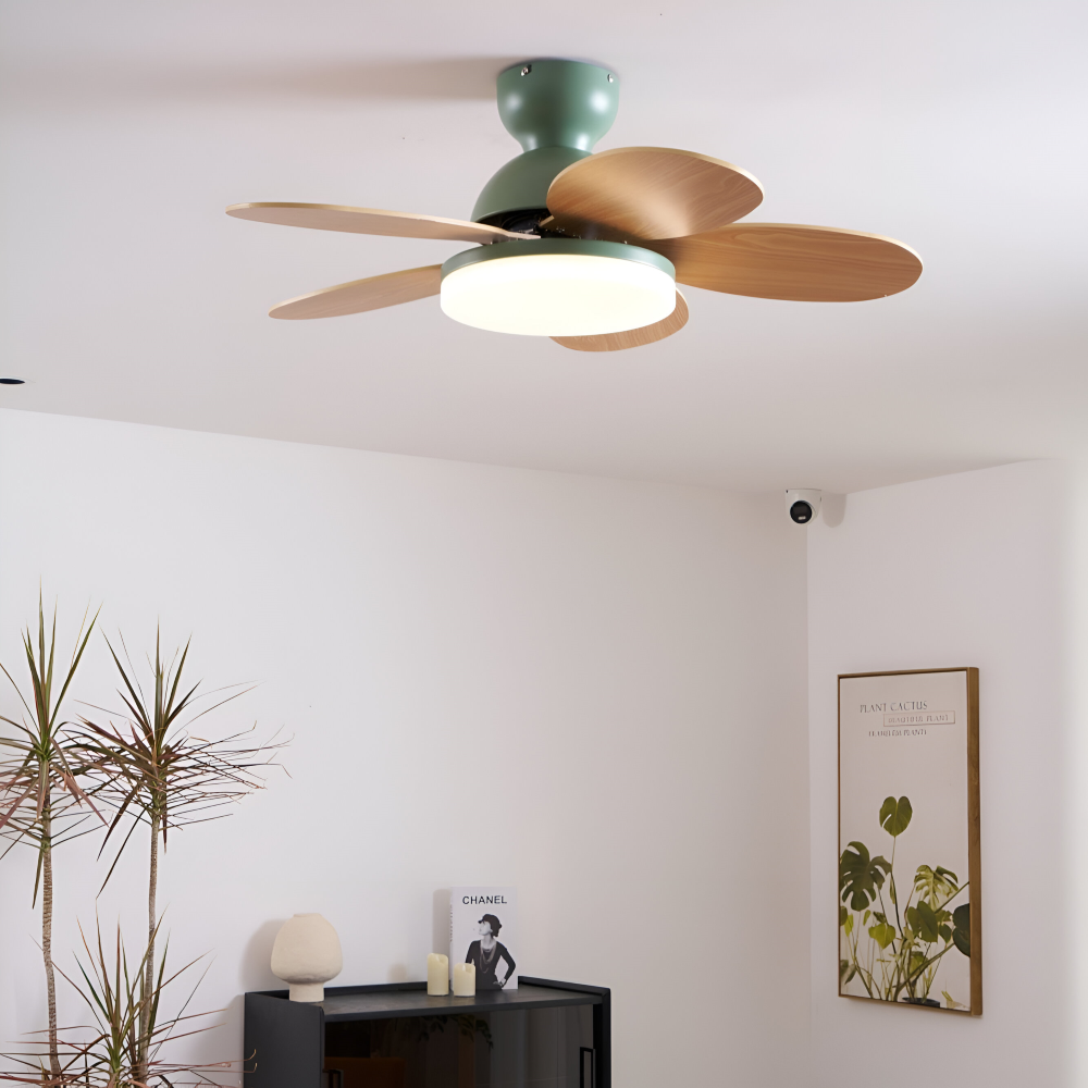 Färgglad Blomblad Design Takfläkt med Inbyggd LED-Belysning