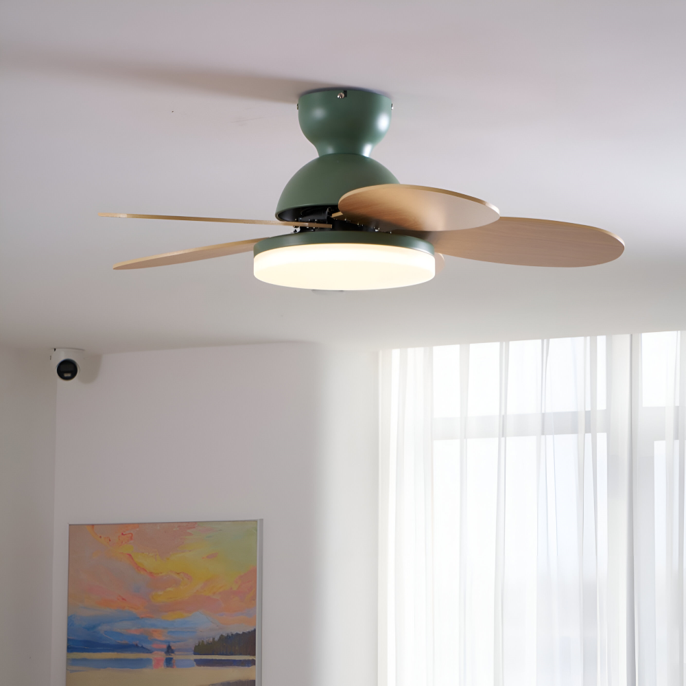 Färgglad Blomblad Design Takfläkt med Inbyggd LED-Belysning