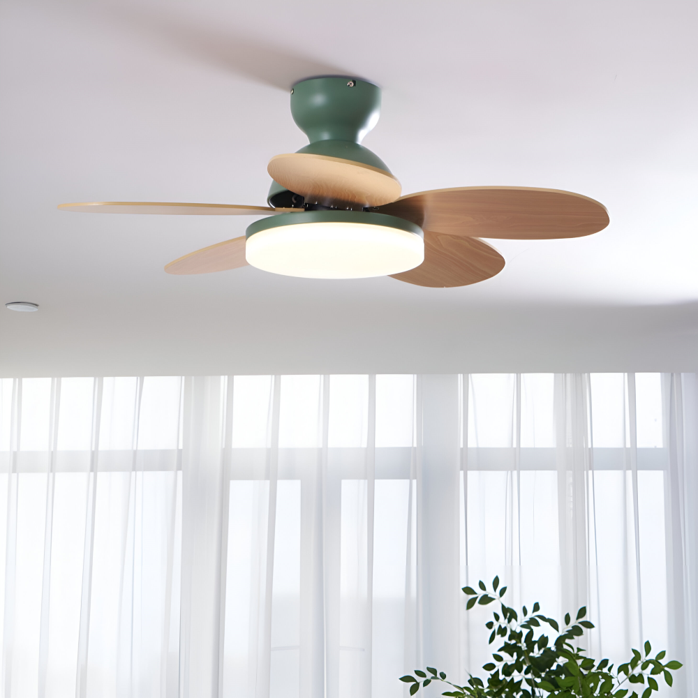 Färgglad Blomblad Design Takfläkt med Inbyggd LED-Belysning