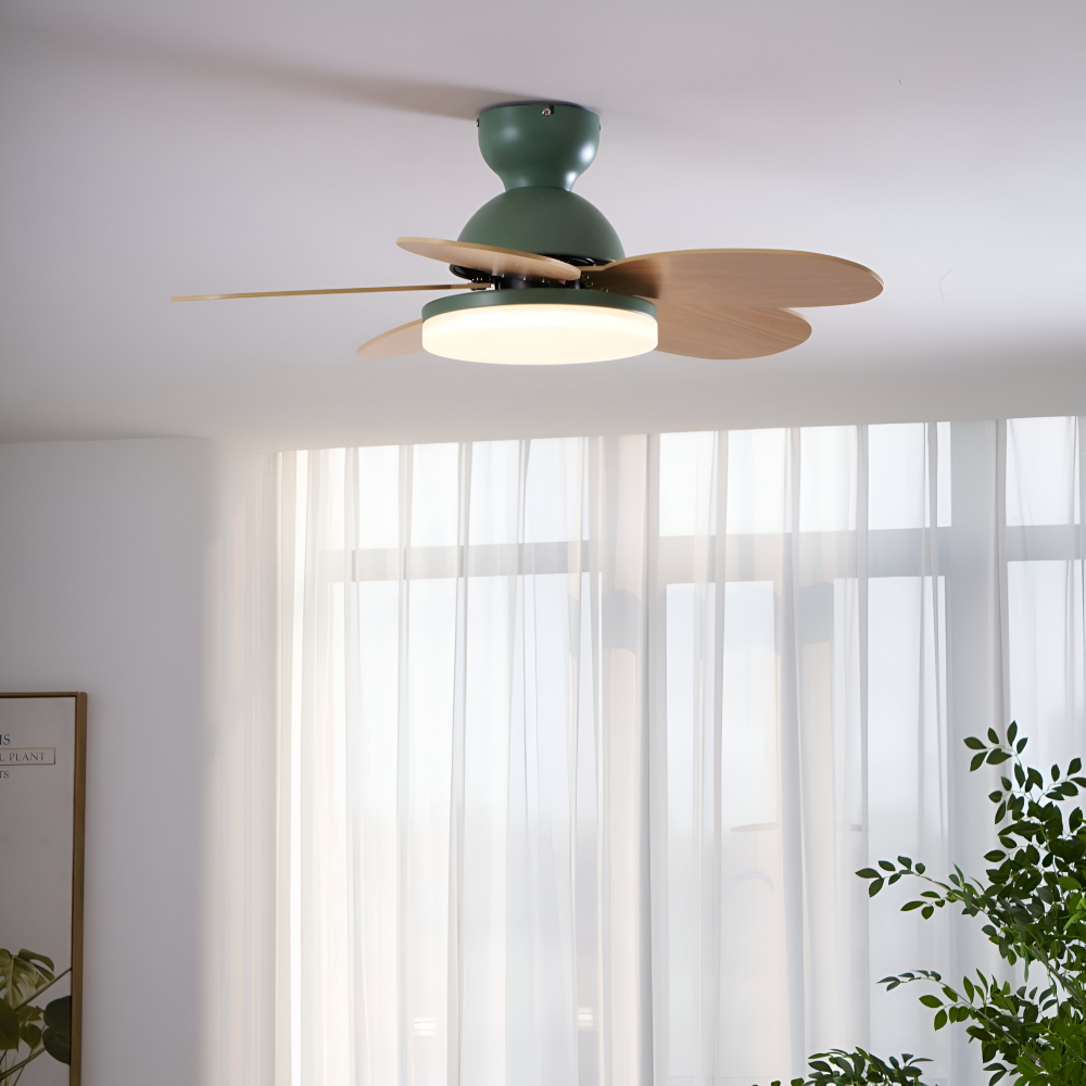 Färgglad Blomblad Design Takfläkt med Inbyggd LED-Belysning