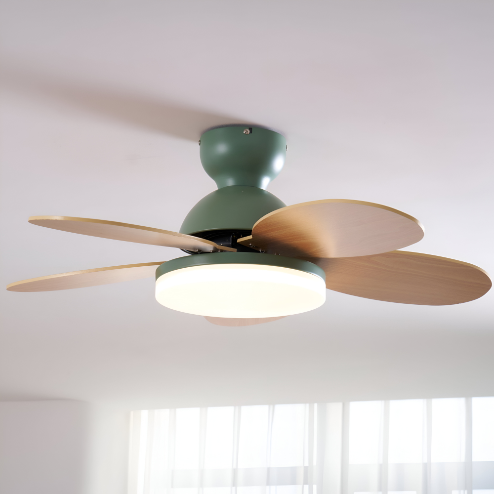 Färgglad Blomblad Design Takfläkt med Inbyggd LED-Belysning