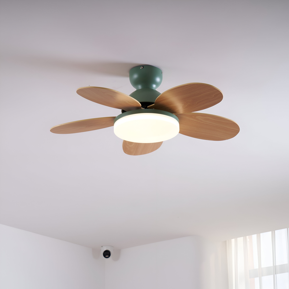 Färgglad Blomblad Design Takfläkt med Inbyggd LED-Belysning