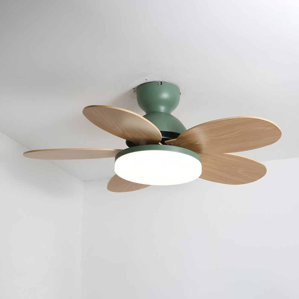 Färgglad Blomblad Design Takfläkt med Inbyggd LED-Belysning