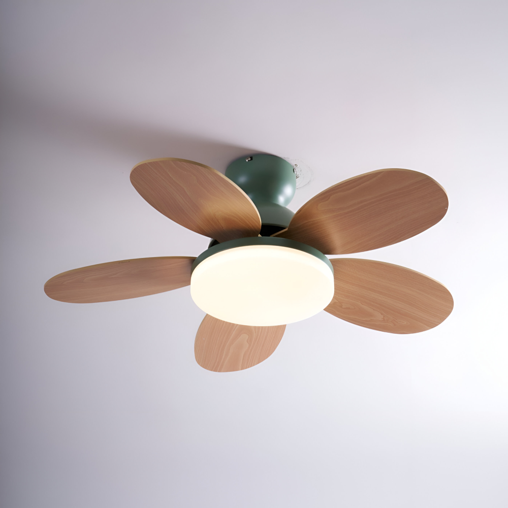 Färgglad Blomblad Design Takfläkt med Inbyggd LED-Belysning