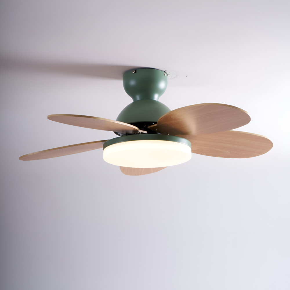 Färgglad Blomblad Design Takfläkt med Inbyggd LED-Belysning