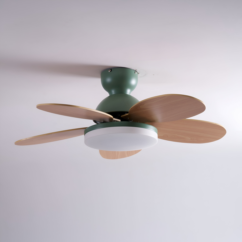 Färgglad Blomblad Design Takfläkt med Inbyggd LED-Belysning