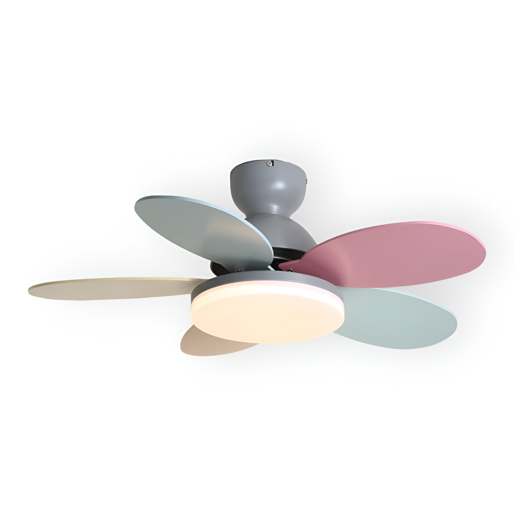Färgglad Blomblad Design Takfläkt med Inbyggd LED-Belysning
