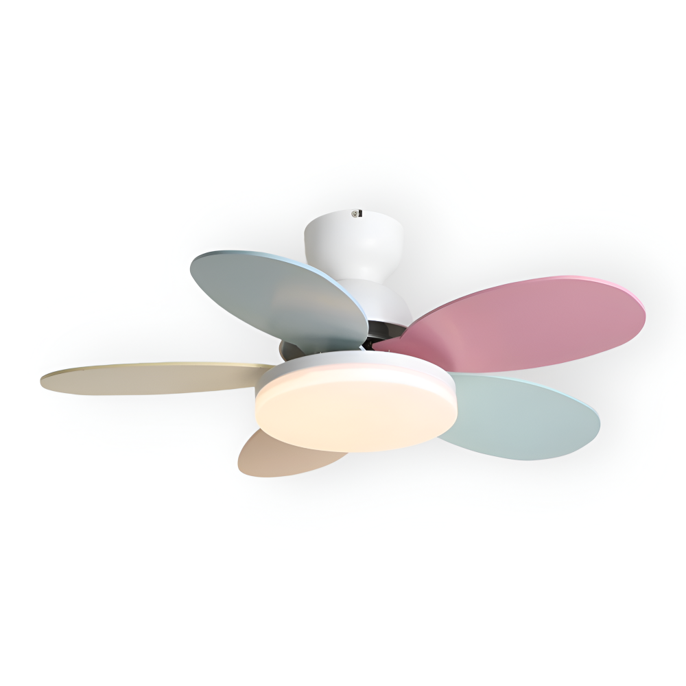 Färgglad Blomblad Design Takfläkt med Inbyggd LED-Belysning