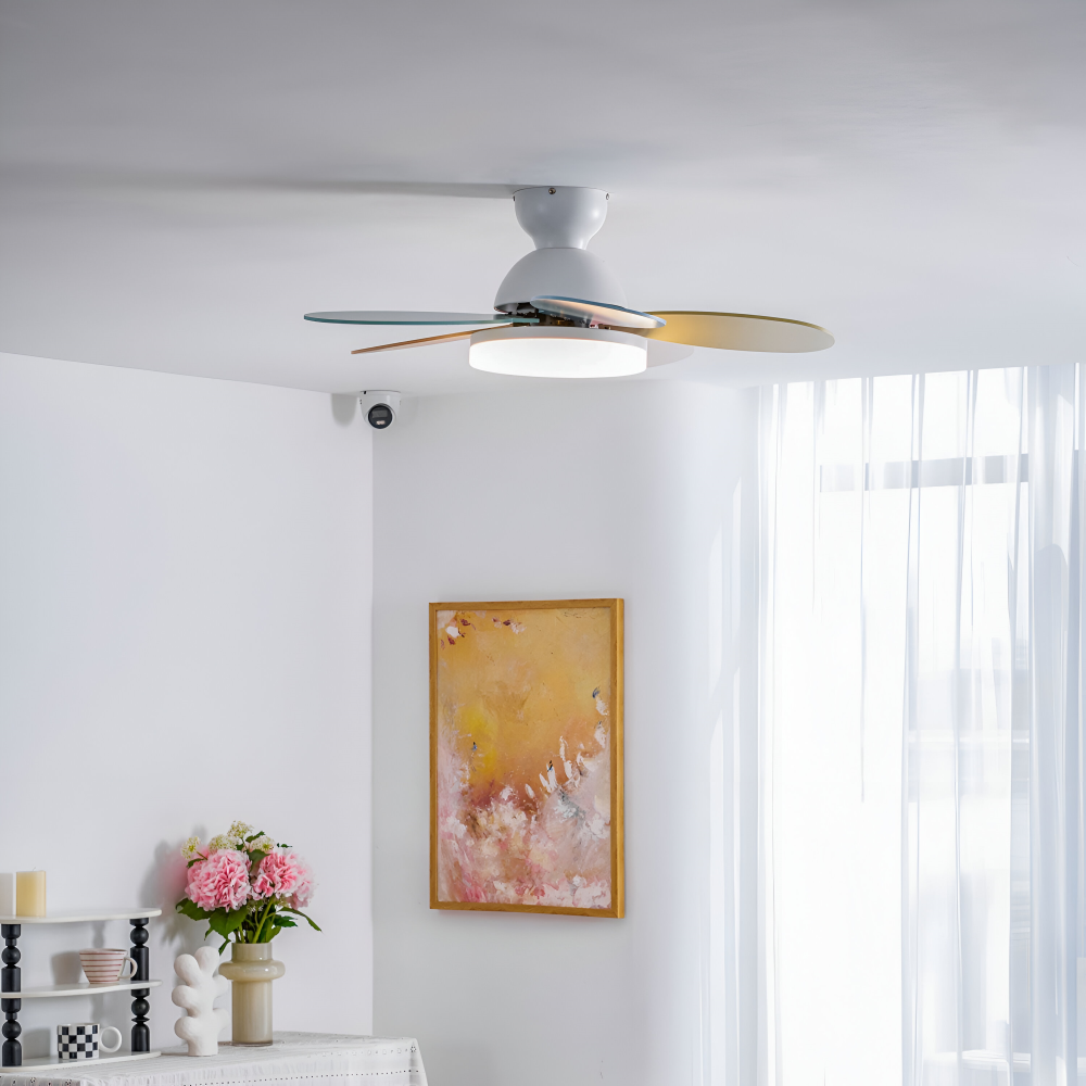 Färgglad Blomblad Design Takfläkt med Inbyggd LED-Belysning
