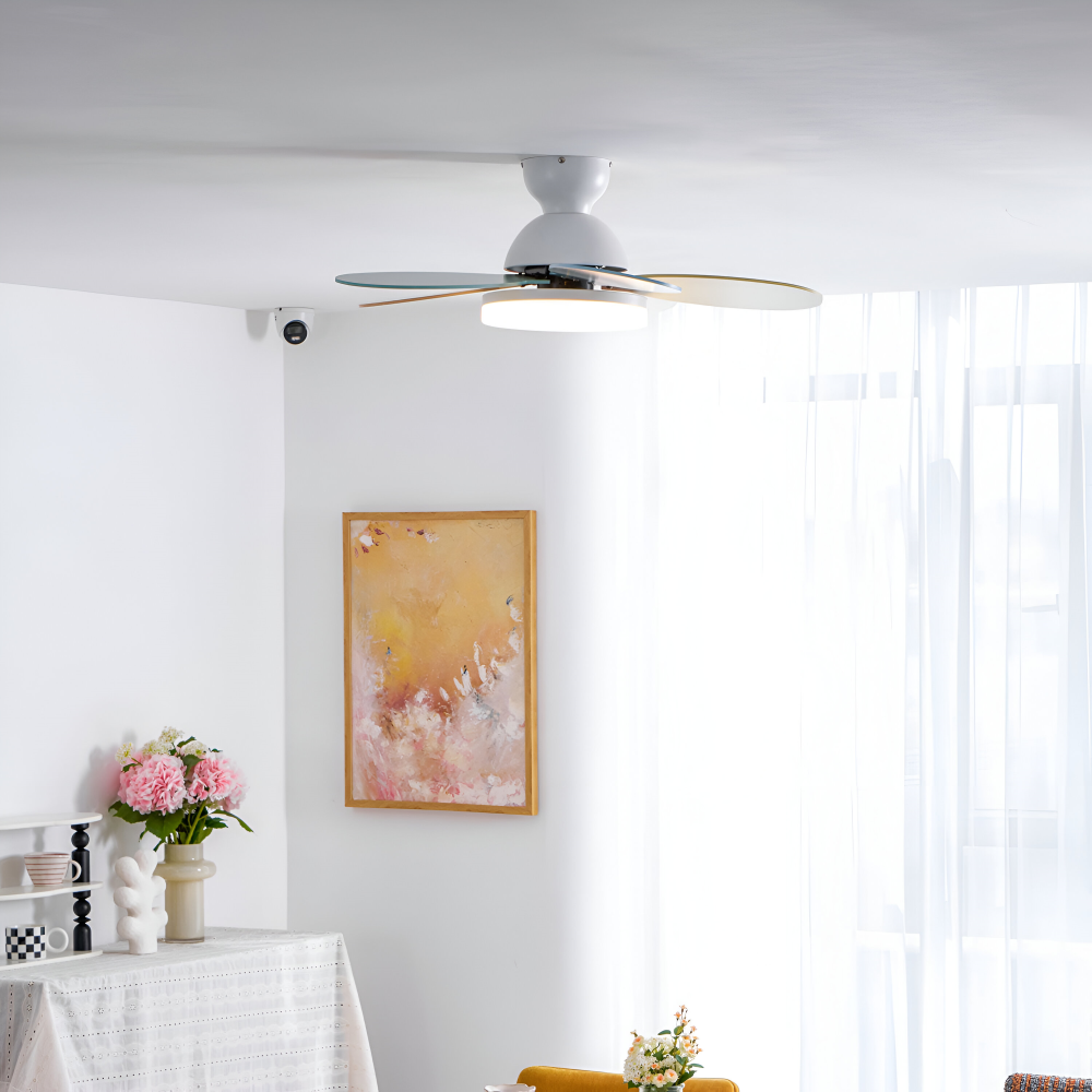 Färgglad Blomblad Design Takfläkt med Inbyggd LED-Belysning