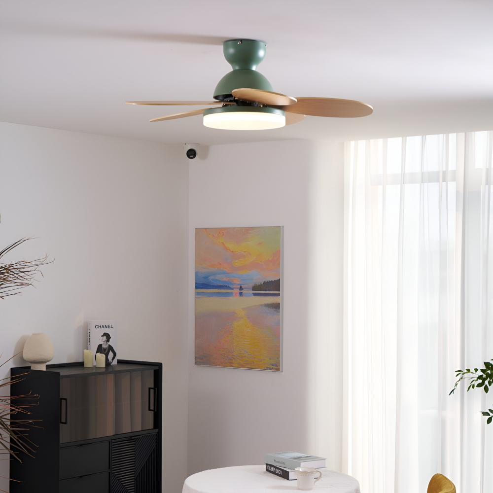 Färgglad Blomblad Design Takfläkt med Inbyggd LED-Belysning