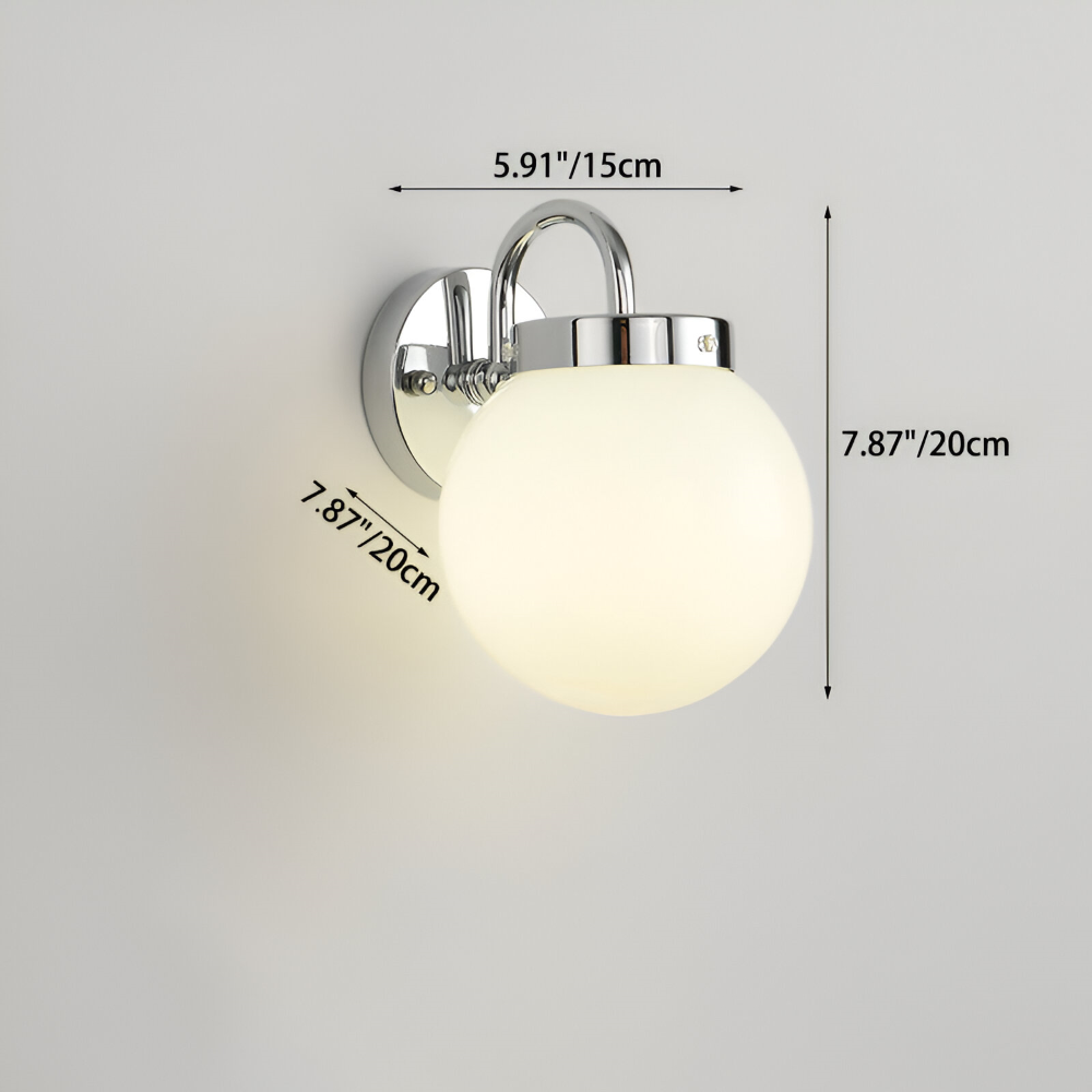 Samtida Klotformad Randig Glasvägglampa - LED Vägglampa med Järndetaljer för Vardagsrummet
