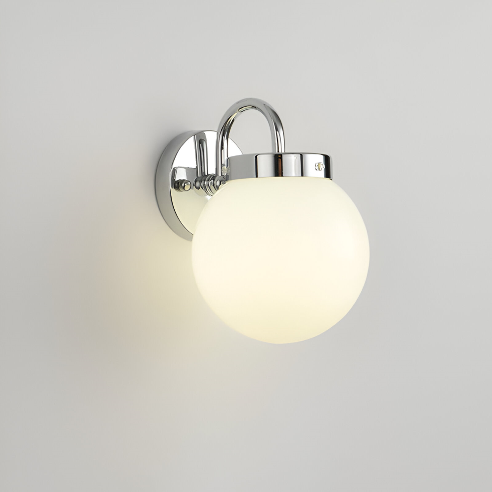 Samtida Klotformad Randig Glasvägglampa - LED Vägglampa med Järndetaljer för Vardagsrummet