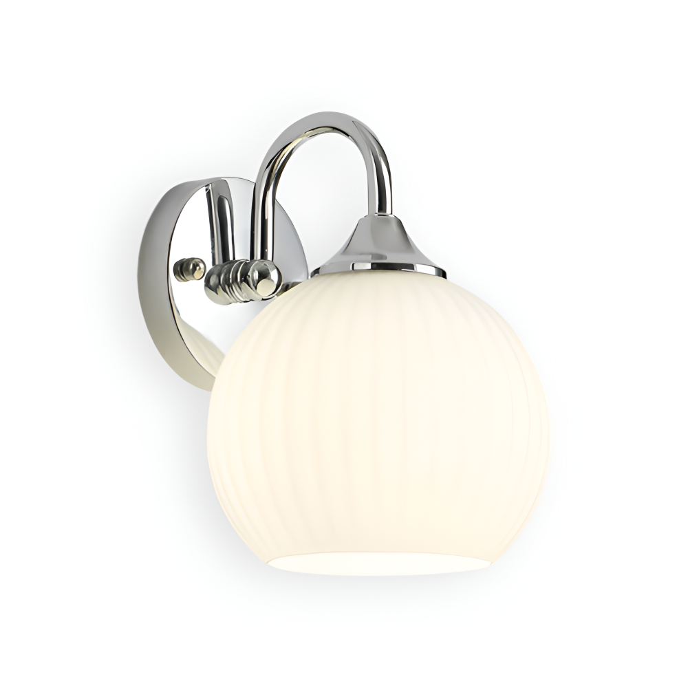 Samtida Klotformad Randig Glasvägglampa - LED Vägglampa med Järndetaljer för Vardagsrummet