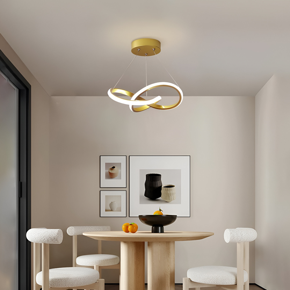 LED Taklampa – Spiral Design, Tricolor, Dimbar, Modern Stil, 30 cm, Guld/Vit