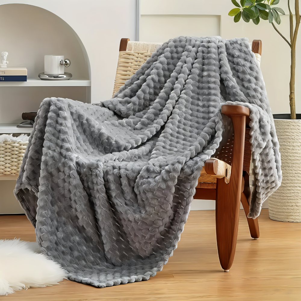 CoziGlam Plaid - Lyxig Tjock Plysch Fleecefilt