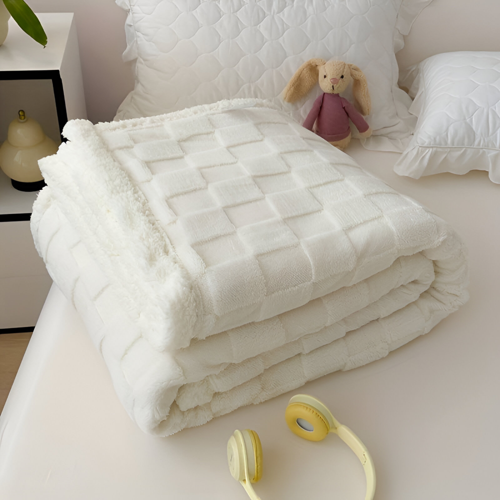 CozyCheck Pläd - Vändbar, Tjock Isolerad Fleecefilt för Vintern