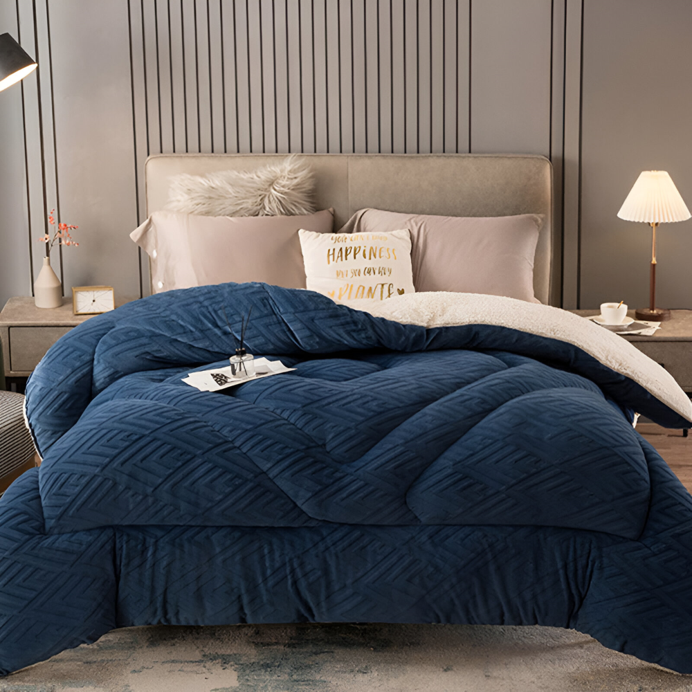 Mysig, tjock sherpa-fleece-täcke med quiltat foder för ultimat komfort