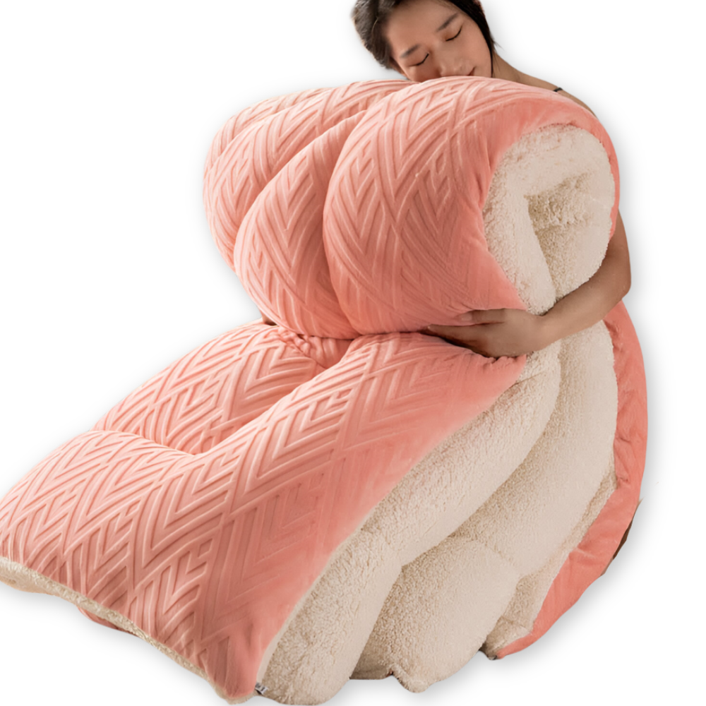 Mysig, tjock sherpa-fleece-täcke med quiltat foder för ultimat komfort