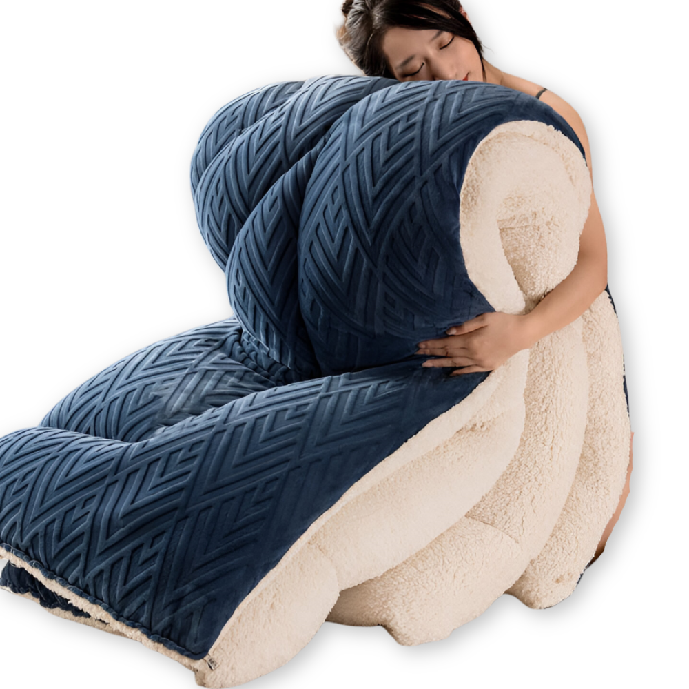 Mysig, tjock sherpa-fleece-täcke med quiltat foder för ultimat komfort