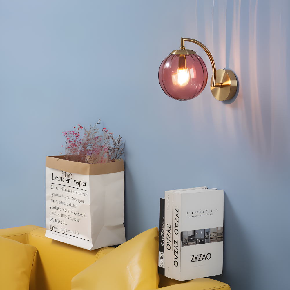 CrystalGlow Vägglampa - Globe Lampor Inomhus - Retro Glas LED Sovrum Vägglampa