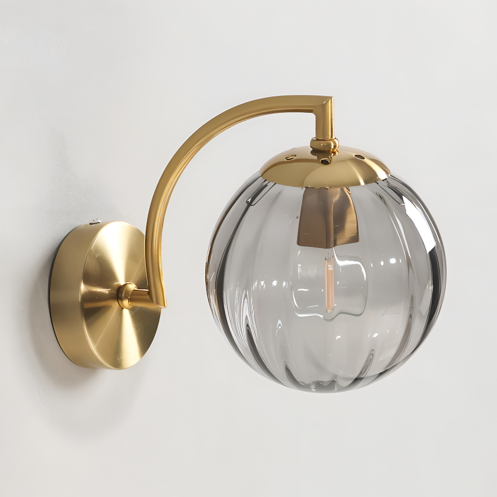 CrystalGlow Vägglampa - Globe Lampor Inomhus - Retro Glas LED Sovrum Vägglampa