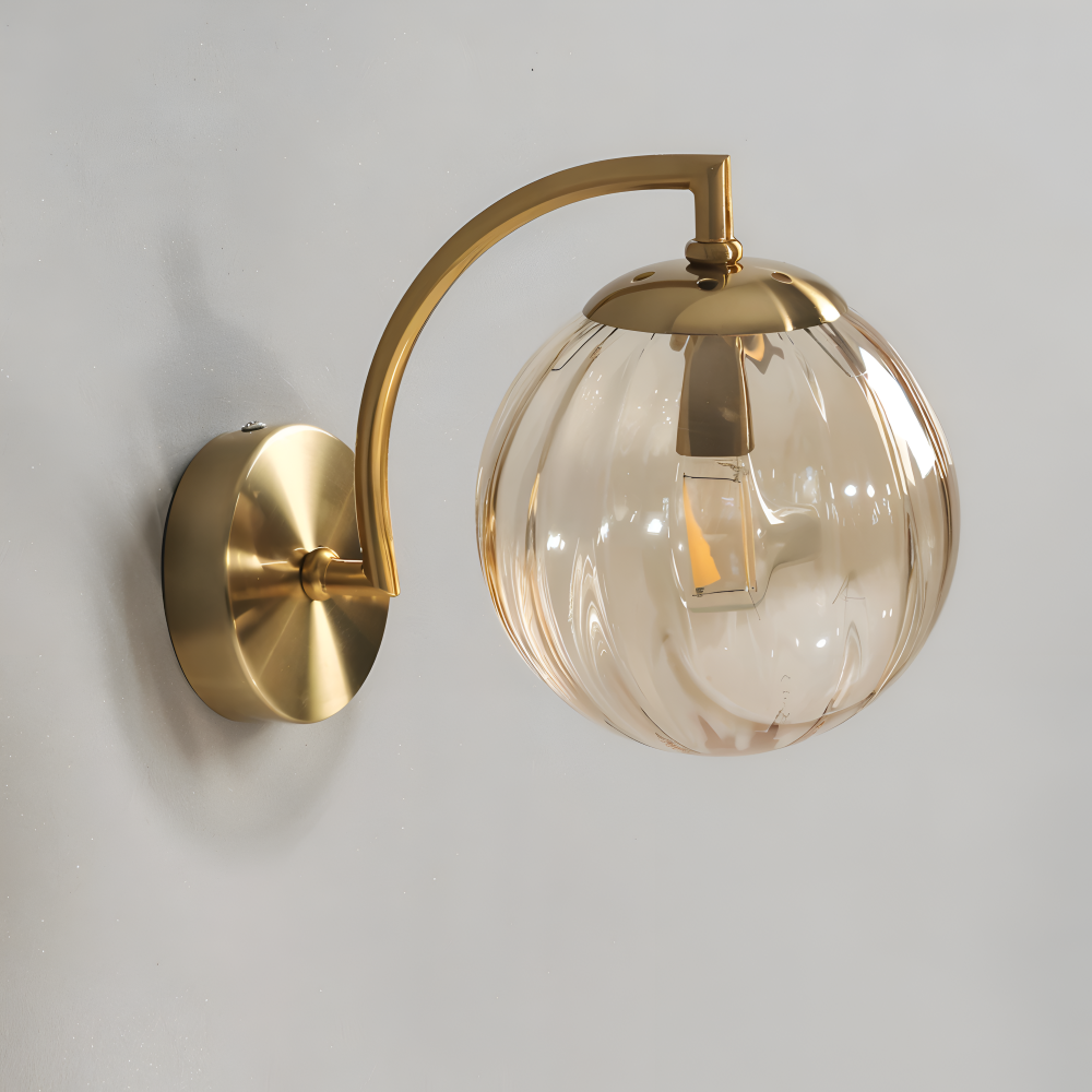 CrystalGlow Vägglampa - Globe Lampor Inomhus - Retro Glas LED Sovrum Vägglampa