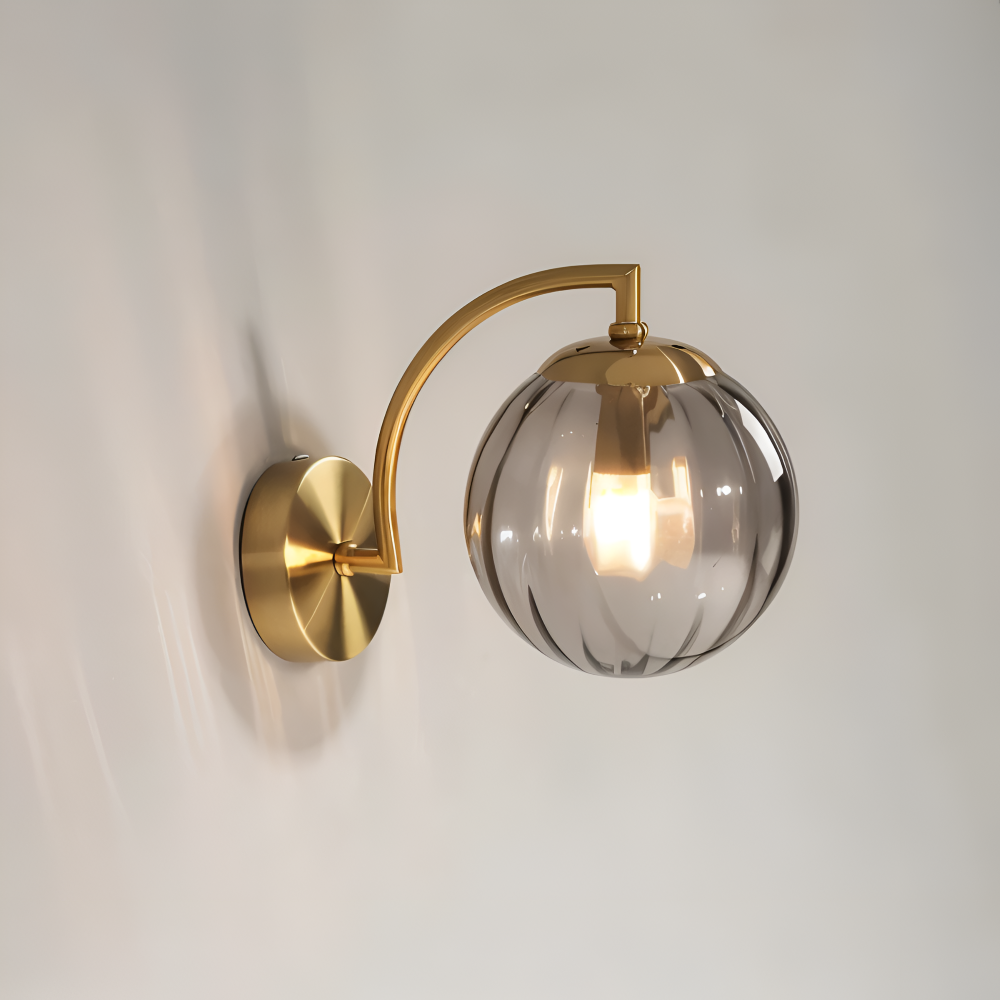 CrystalGlow Vägglampa - Globe Lampor Inomhus - Retro Glas LED Sovrum Vägglampa