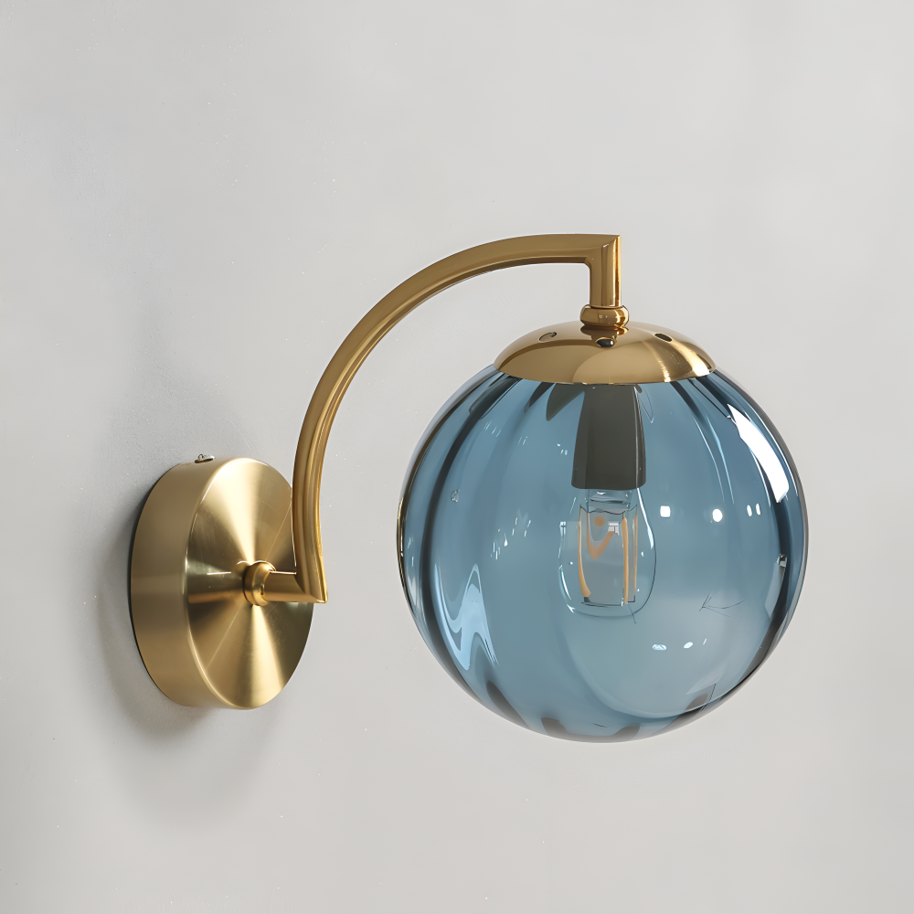 CrystalGlow Vägglampa - Globe Lampor Inomhus - Retro Glas LED Sovrum Vägglampa