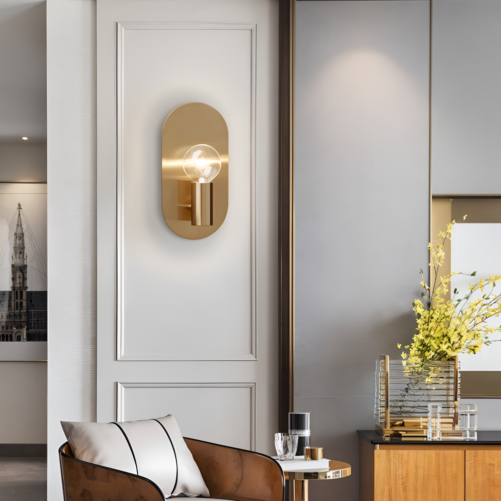 Cu Vägglampa - Polerad Guldplatta Vägglampa - Modern Vägglampa Design - Vägglampor LED Inomhus
