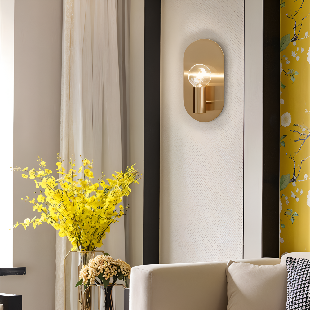 Cu Vägglampa - Polerad Guldplatta Vägglampa - Modern Vägglampa Design - Vägglampor LED Inomhus