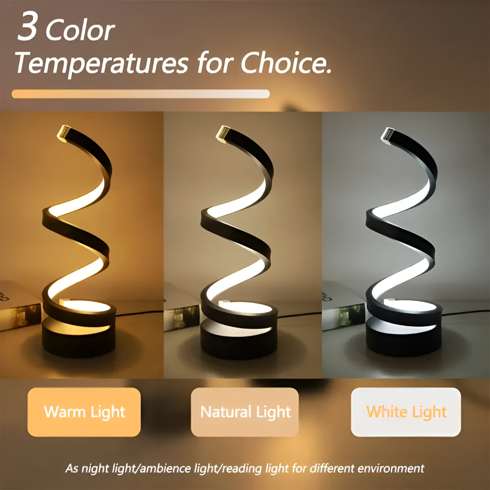 CurvaLume - Stilig Spiral Design Bordslampa - 3 Färger Justerbar Skrivbordslampa