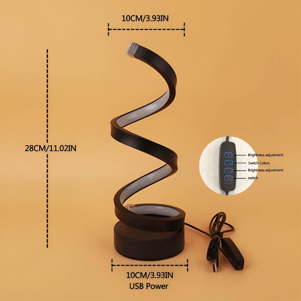 CurvaLume - Stilig Spiral Design Bordslampa - 3 Färger Justerbar Skrivbordslampa