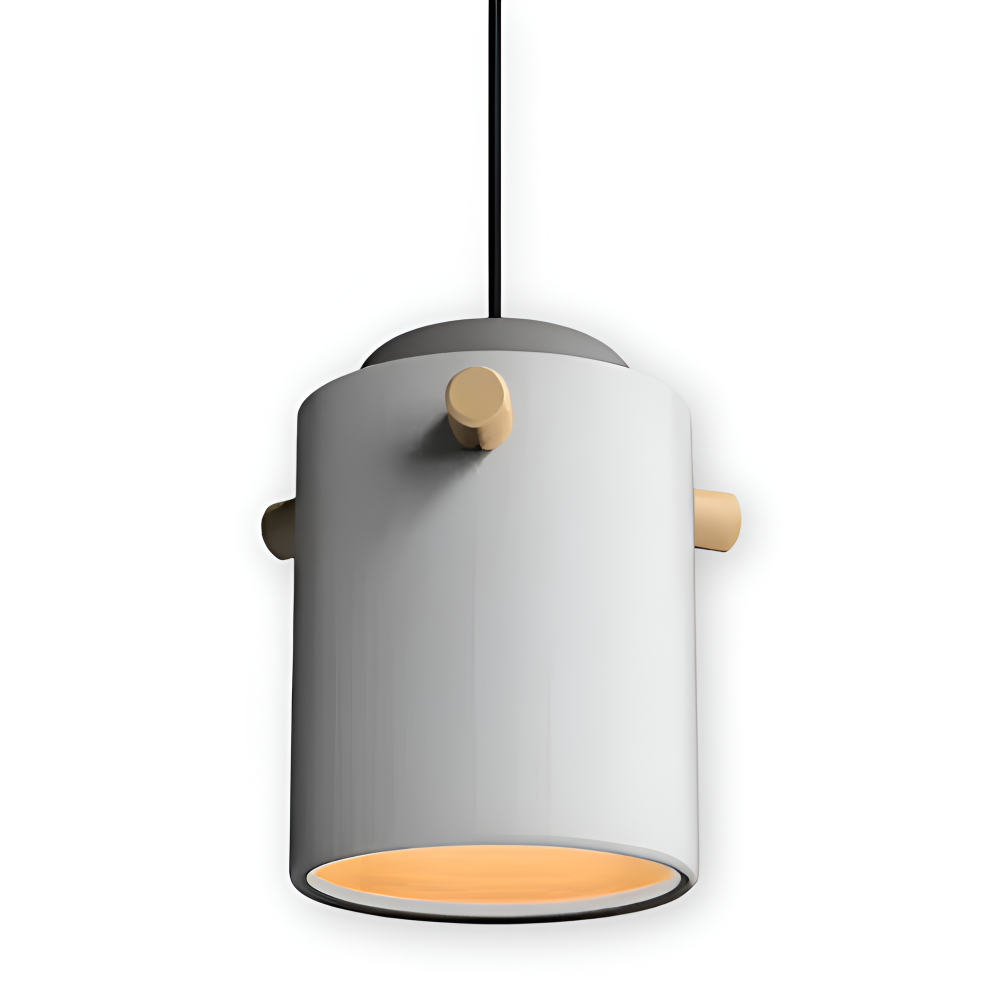 CylinBright Pendellampa - Skandinavisk trä & järn Färgglad LED Hänglampa