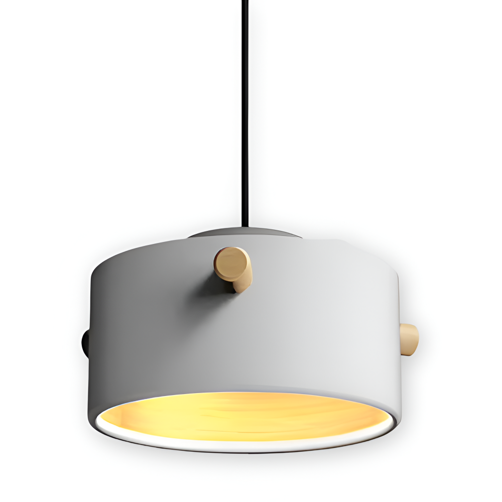 CylinBright Pendellampa - Skandinavisk trä & järn Färgglad LED Hänglampa