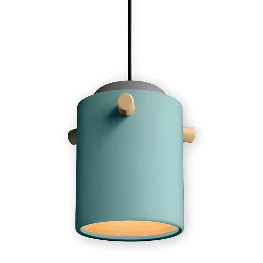 CylinBright Pendellampa - Skandinavisk trä & järn Färgglad LED Hänglampa