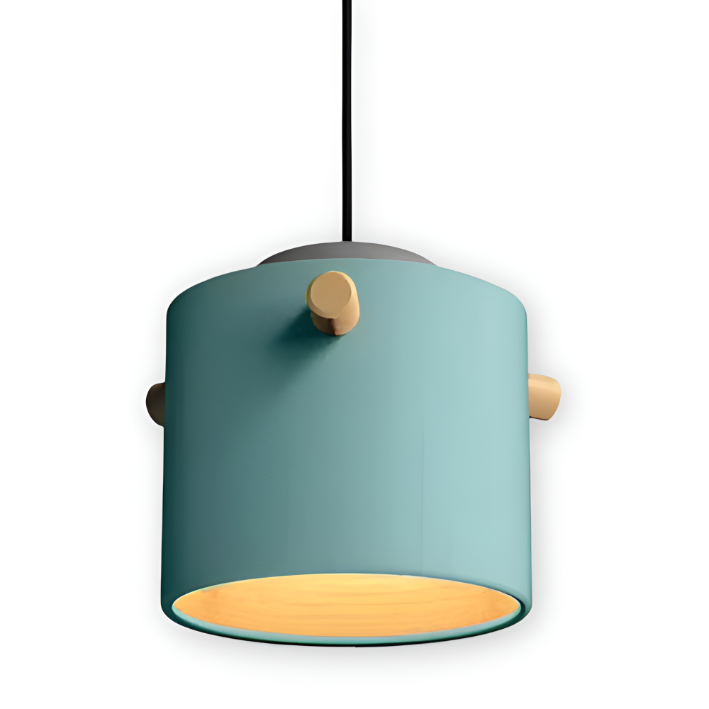 CylinBright Pendellampa - Skandinavisk trä & järn Färgglad LED Hänglampa