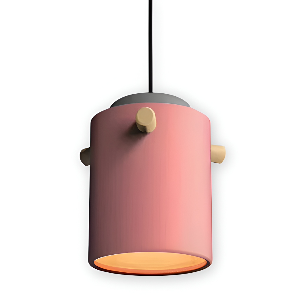 CylinBright Pendellampa - Skandinavisk trä & järn Färgglad LED Hänglampa