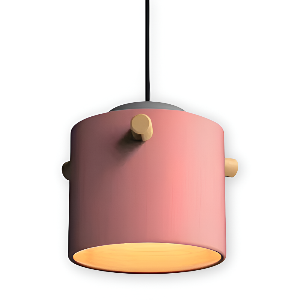 CylinBright Pendellampa - Skandinavisk trä & järn Färgglad LED Hänglampa