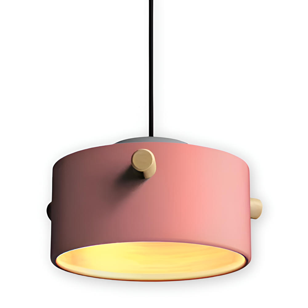 CylinBright Pendellampa - Skandinavisk trä & järn Färgglad LED Hänglampa