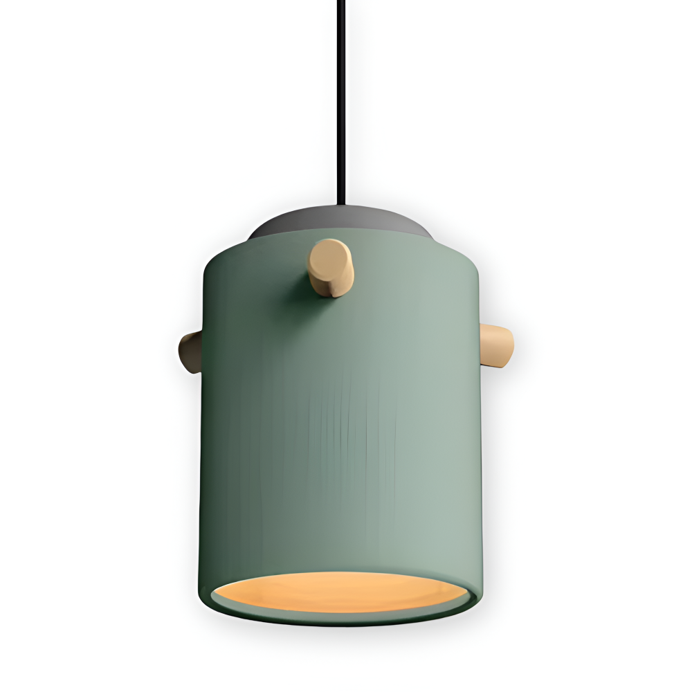 CylinBright Pendellampa - Skandinavisk trä & järn Färgglad LED Hänglampa