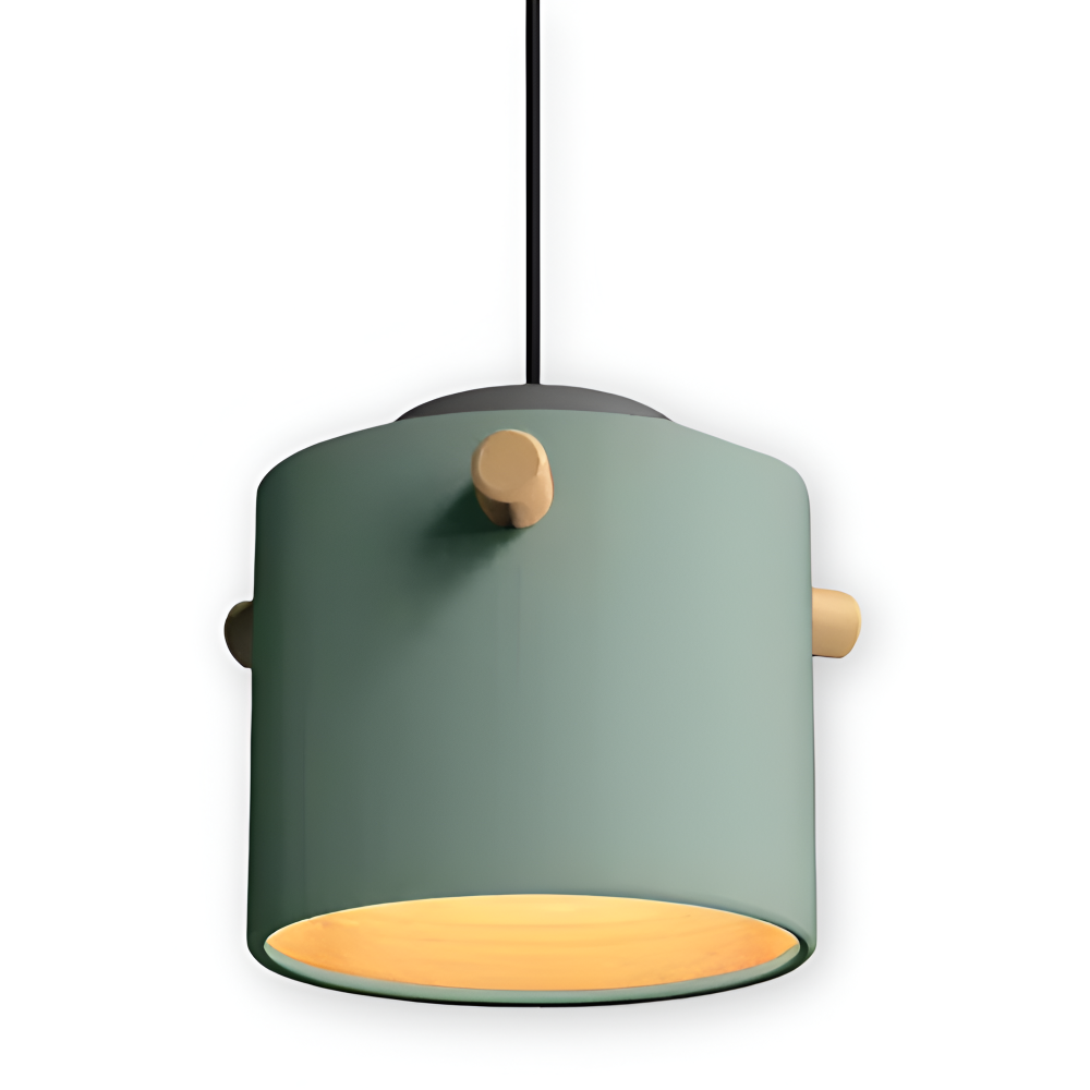 CylinBright Pendellampa - Skandinavisk trä & järn Färgglad LED Hänglampa