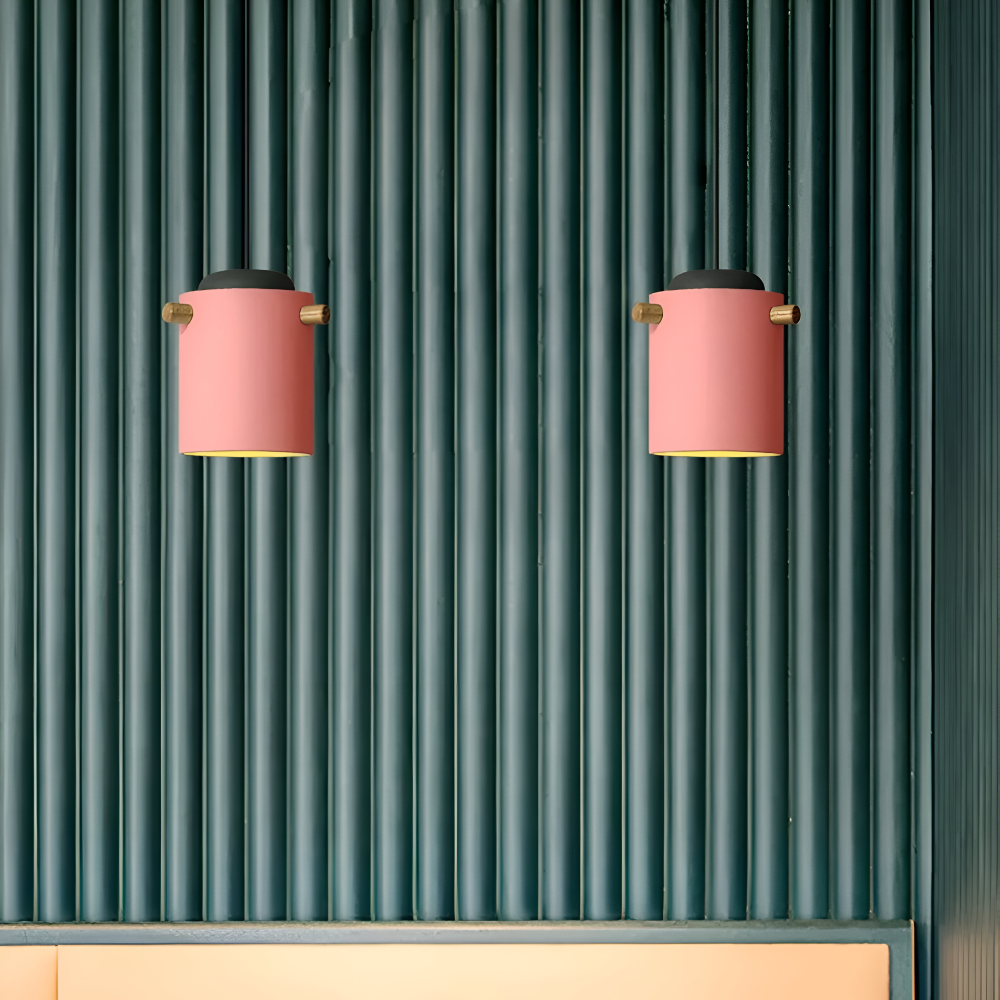 CylinBright Pendellampa - Skandinavisk trä & järn Färgglad LED Hänglampa