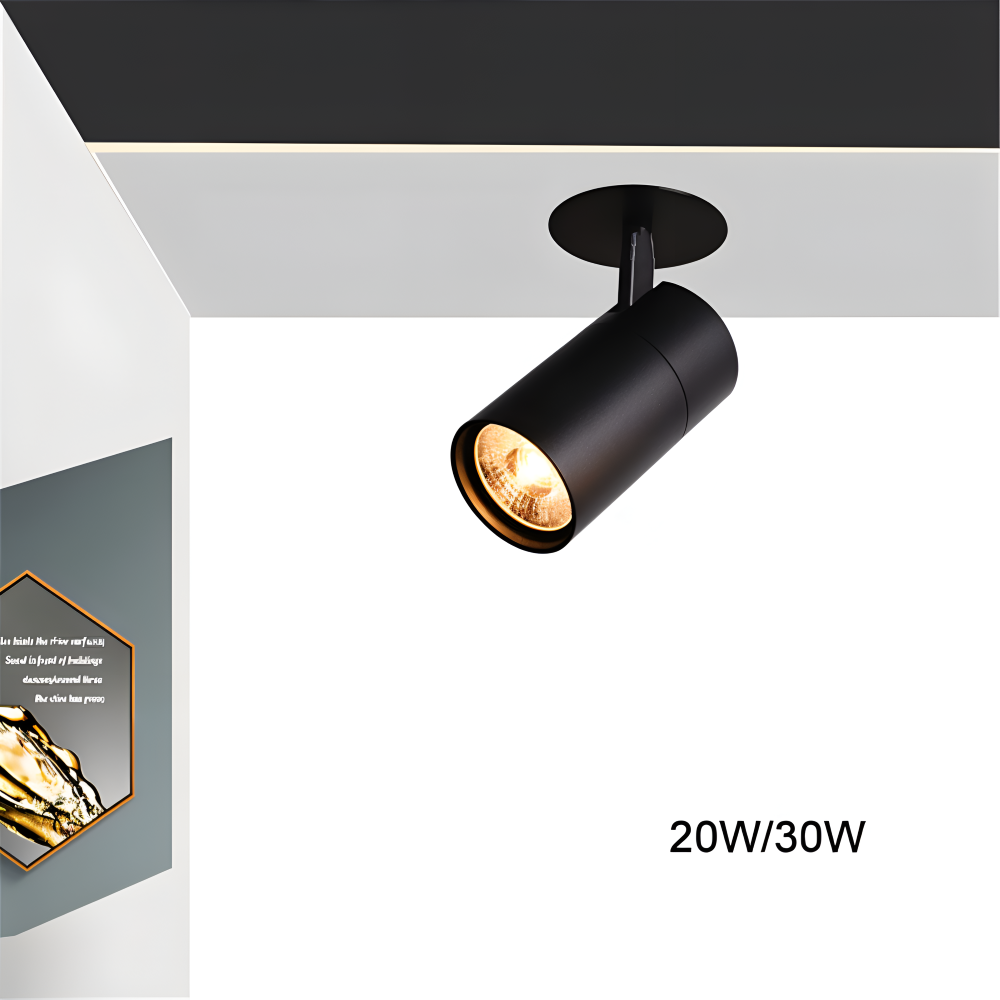 CylindraBright Spotlights - Svarta och Vita LED-inbyggda taklampor