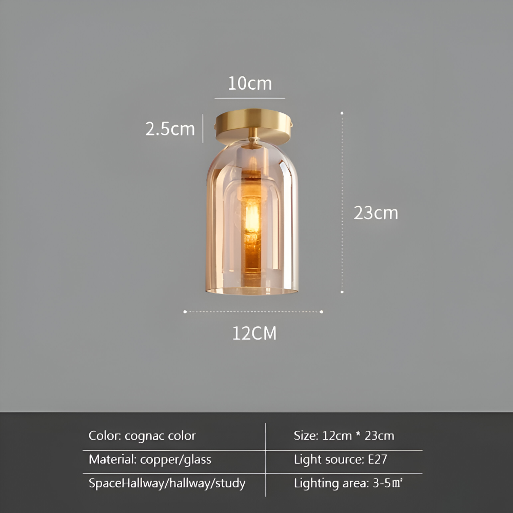 DecoRound Taklampa - Semi Flush Mount Svart Guld Rund Glas LED Taklampa
