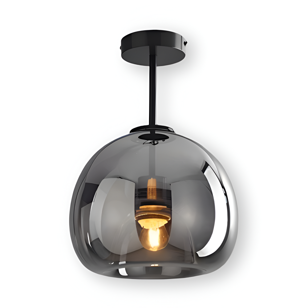 DecoRound Taklampa - Semi Flush Mount Svart Guld Rund Glas LED Taklampa
