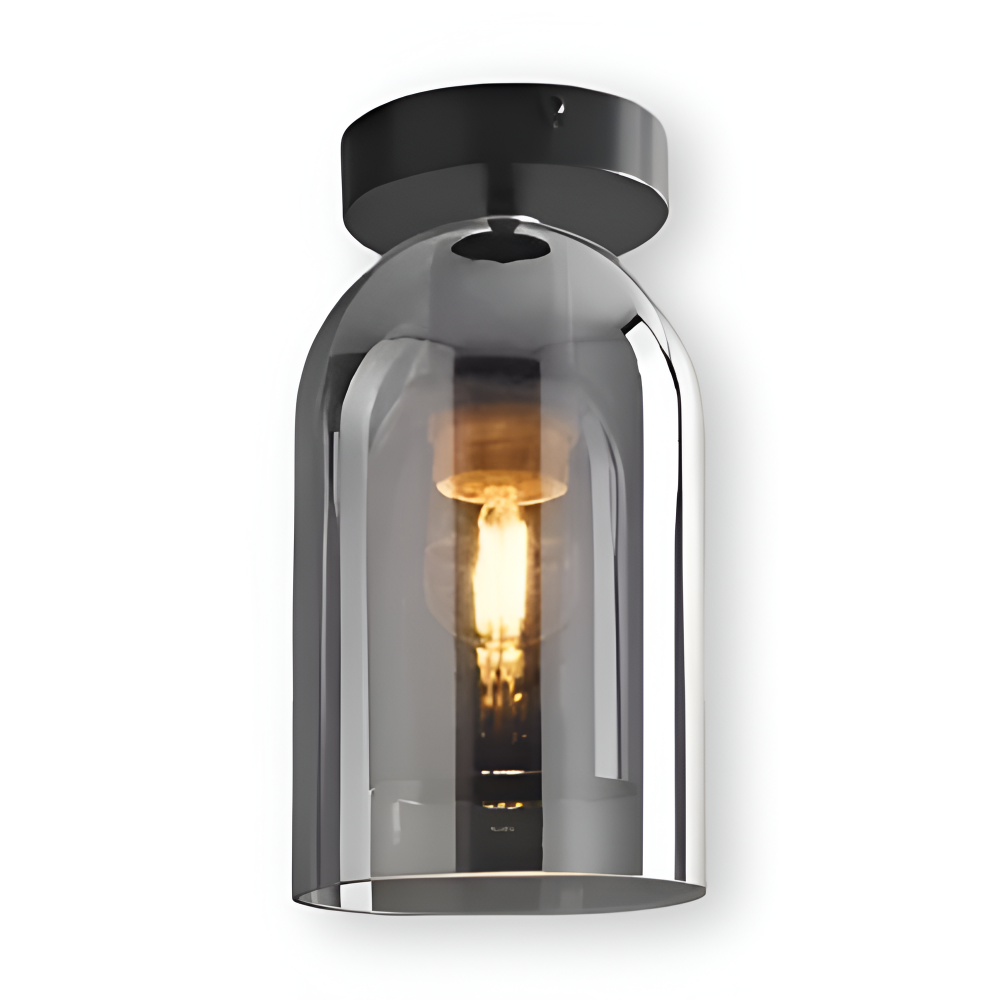 DecoRound Taklampa - Semi Flush Mount Svart Guld Rund Glas LED Taklampa
