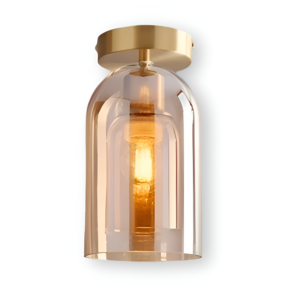 DecoRound Taklampa - Semi Flush Mount Svart Guld Rund Glas LED Taklampa